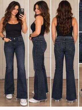 Genetic Denim Dark Blue Flared Jeans Sz 25